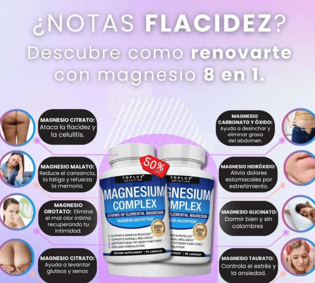 Magnesio Suplemento 8 Elemental 1000mg