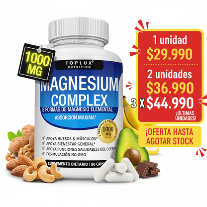 Magnesio Suplemento 8 Elemental 1000mg