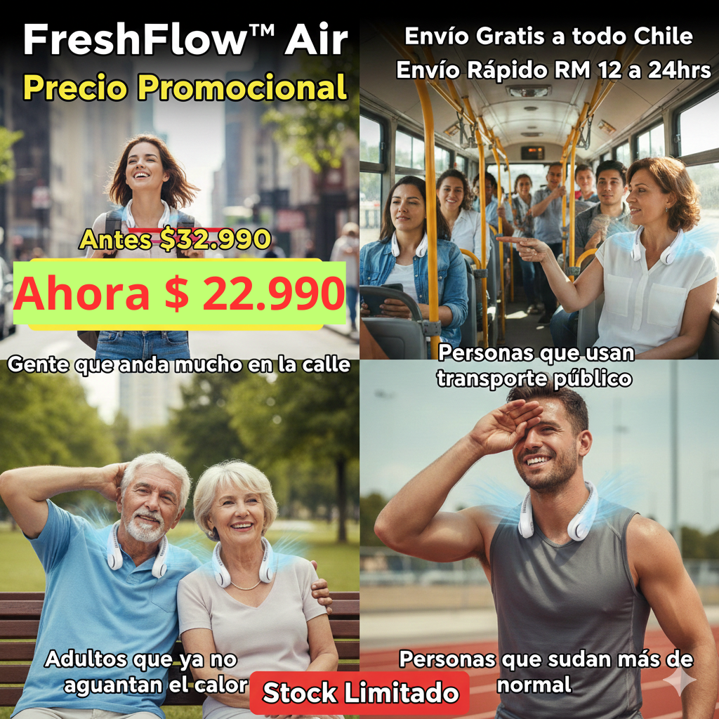 FreshFlow™ Air – Ventilador de Cuello Portátil USB Recargable