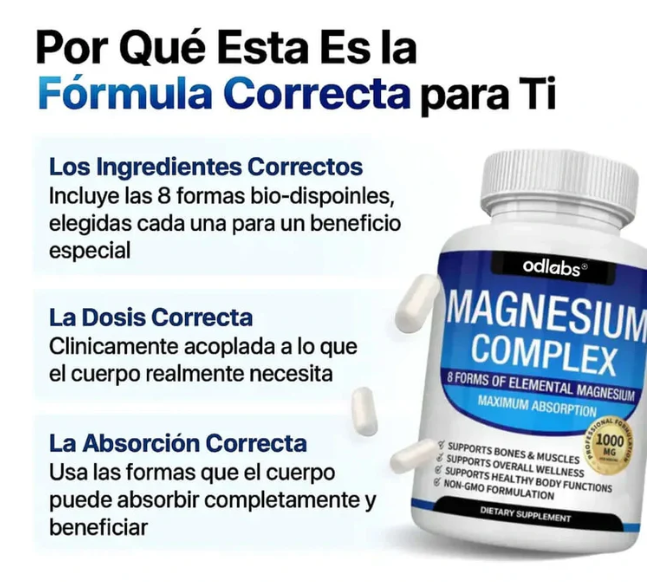 Magnesio Suplemento 8 Elemental 1000mg
