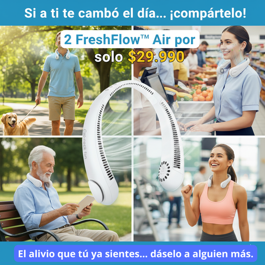 FreshFlow™ Air – Ventilador de Cuello Portátil USB Recargable
